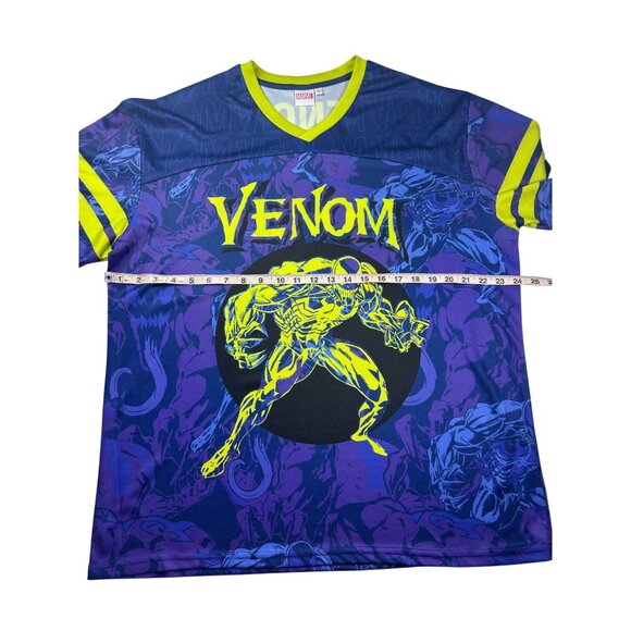 Marvel Venom Graphic Sports Jersey Shirt Men's Size Large Blue and Green NEW - Picture 4 of 7